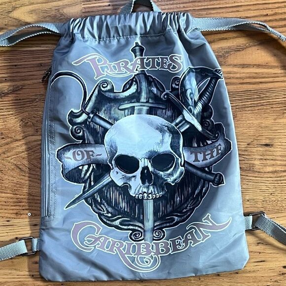 Disney Parks Pirates of the Caribbean Gray Canvas Backpacks 13 X17 - Picture 1 of 8